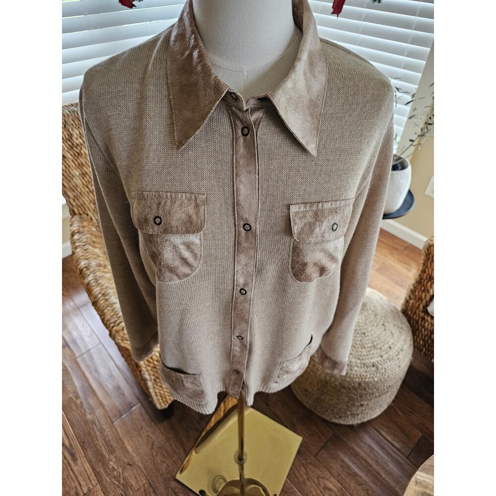 Freya Wool Blend Collared Cardigan Sweater Women's Size M Bohemian Snaps - Picture 4 of 11